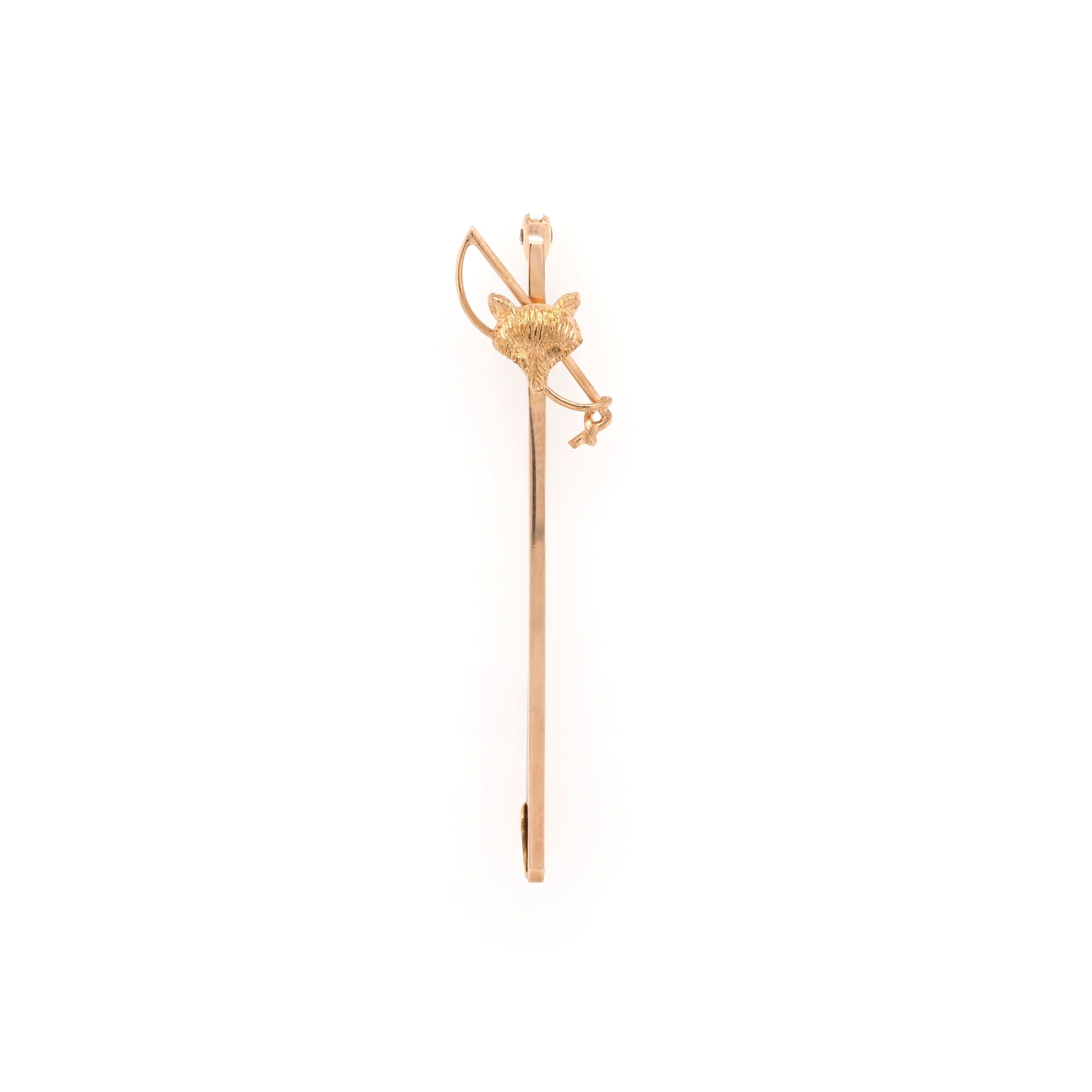 Ogden of Harrogate Jewellery 9ct Yellow Gold Fox and Crop Brooch Pin