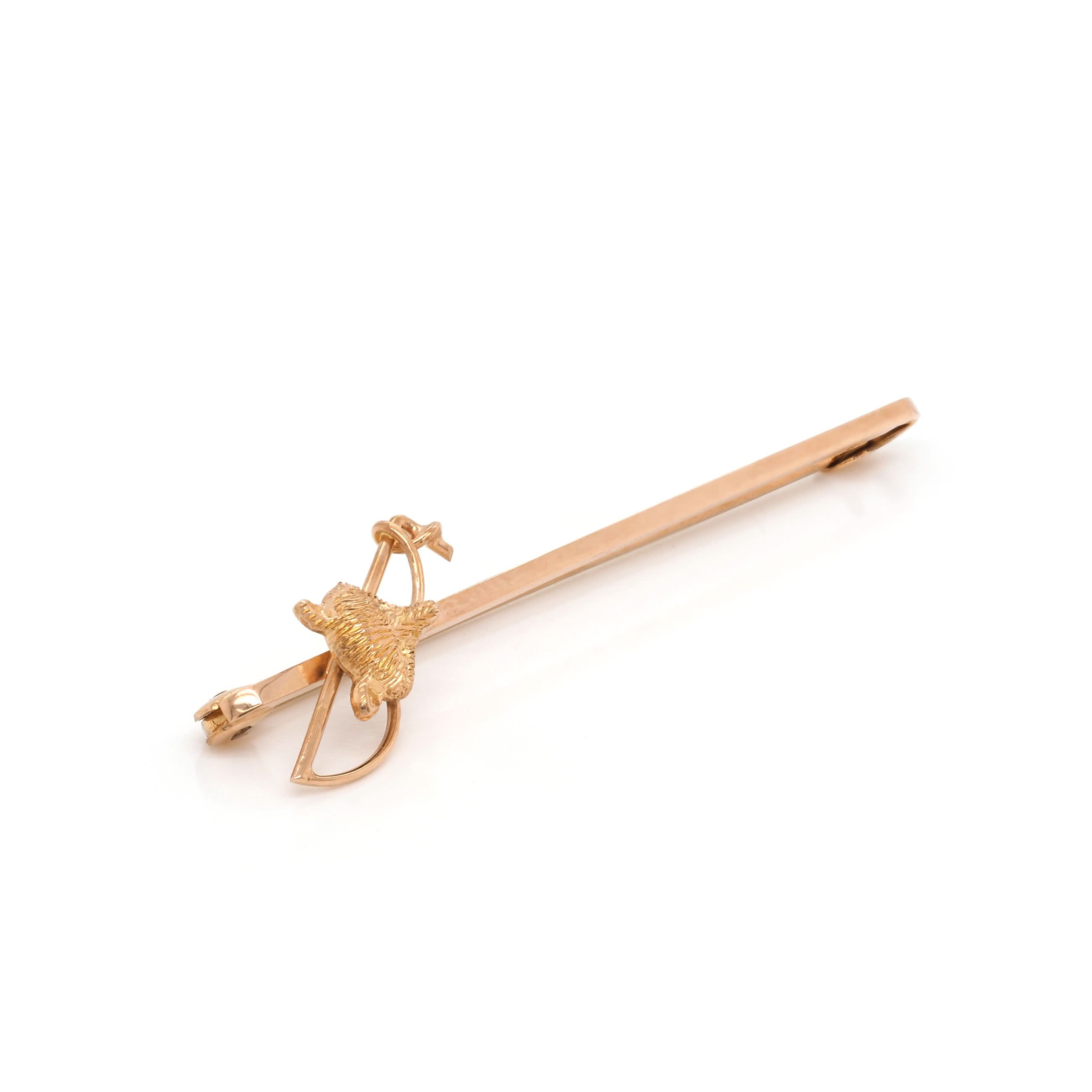 Ogden of Harrogate Jewellery 9ct Yellow Gold Fox and Crop Brooch Pin