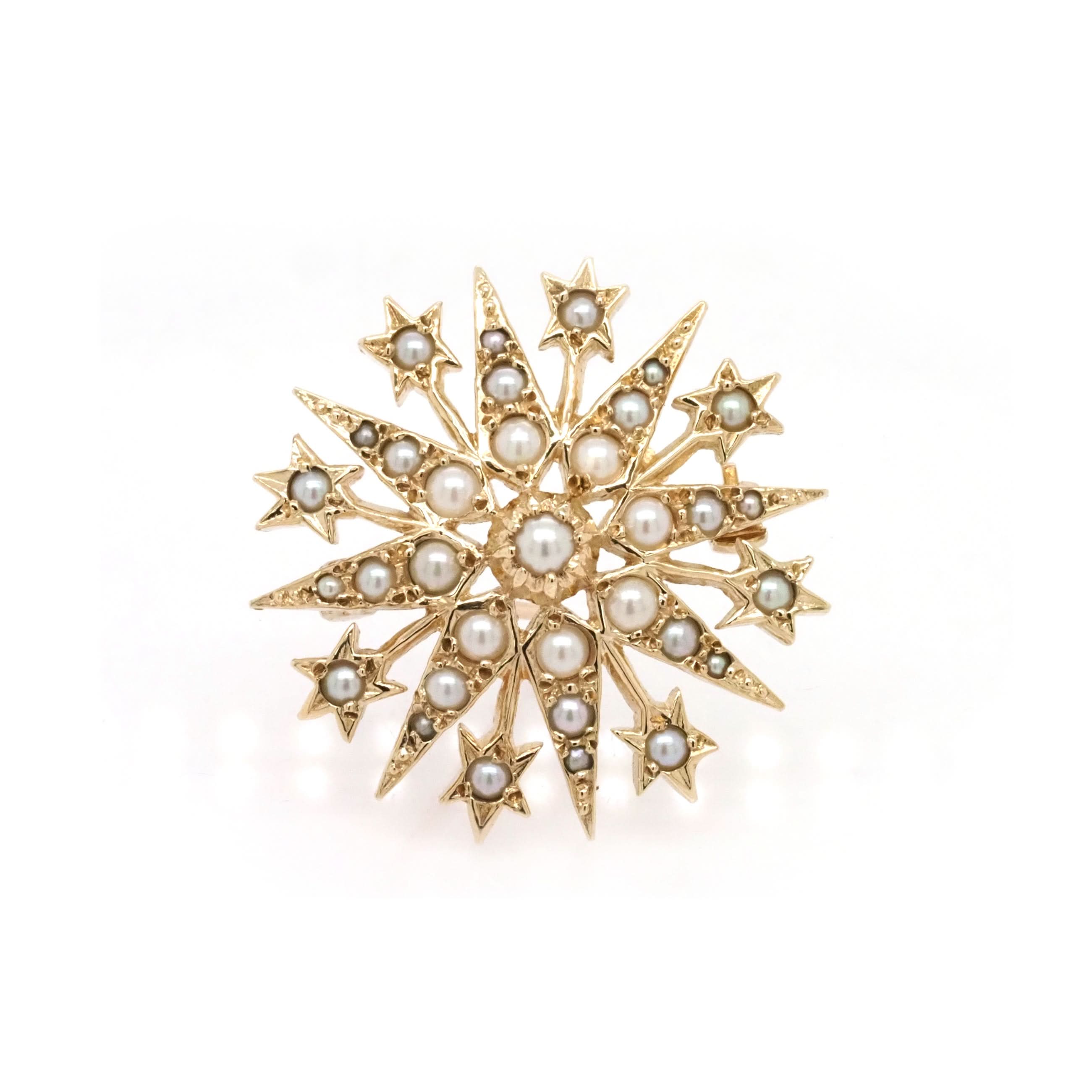 Ogden of Harrogate Jewellery 9ct Yellow Gold Pearl Star Brooch