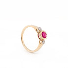 Ogden of Harrogate Jewellery 9ct Yellow Gold Ruby and Diamond 3 Stone Ring