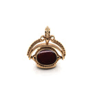 Ogden of Harrogate Jewellery 9ct Yellow Gold Three-Stone Onyx, Carnelian, and Tiger Eye Swivel Fob, c.1982