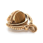 Ogden of Harrogate Jewellery 9ct Yellow Gold Three-Stone Onyx, Carnelian, and Tiger Eye Swivel Fob, c.1982