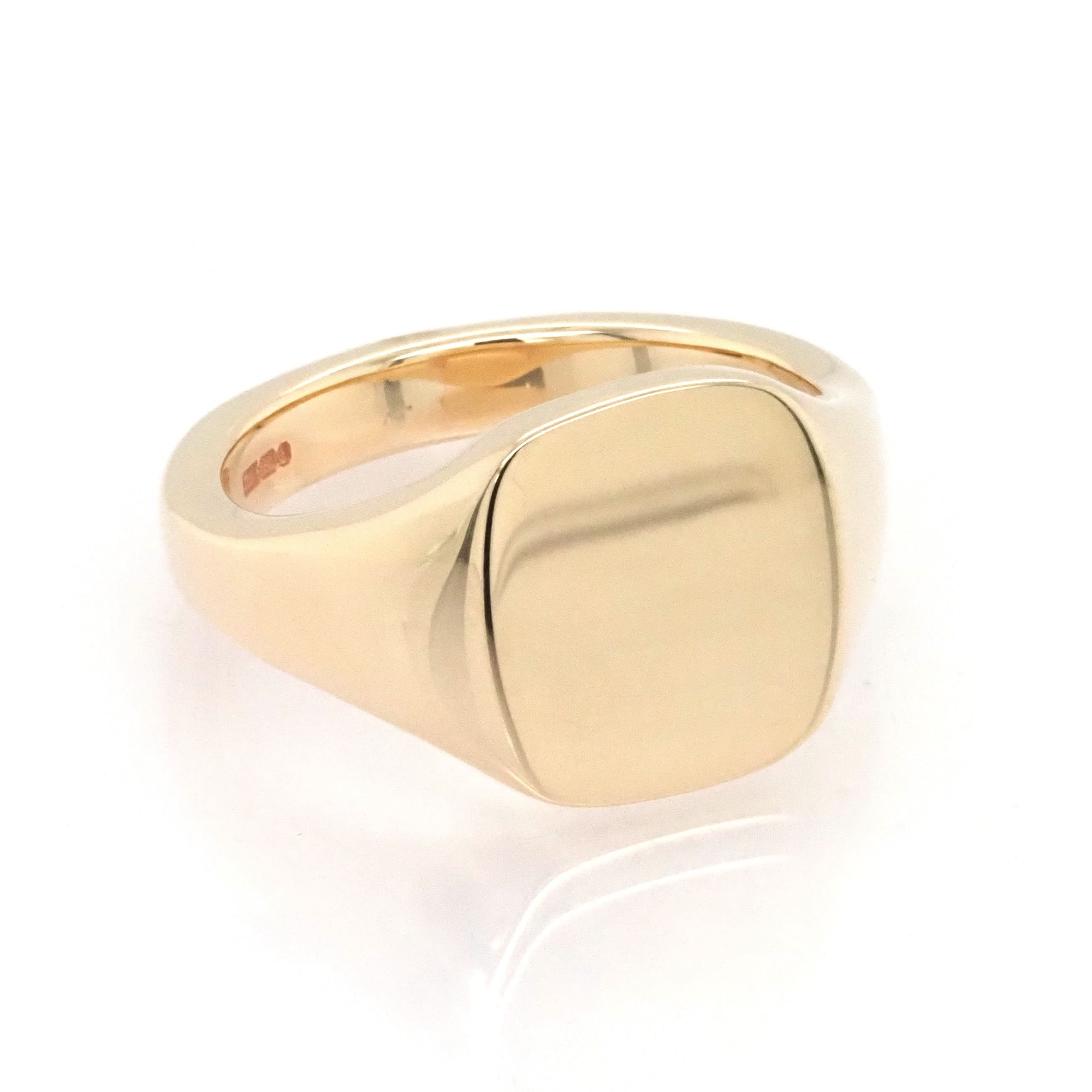 Ogden of Harrogate Jewellery A 9ct Yellow Gold Cushion Signet Ring