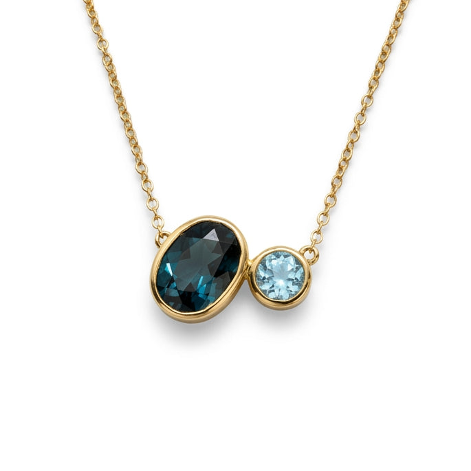 Ogden Of Harrogate Jewellery A Blue Topaz Necklace in 9ct Yellow Gold