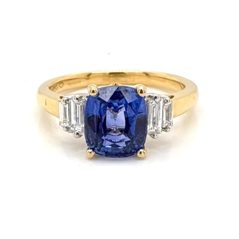 Ogden Of Harrogate Jewellery A Cushion-cut Sapphire and Diamond Ring,