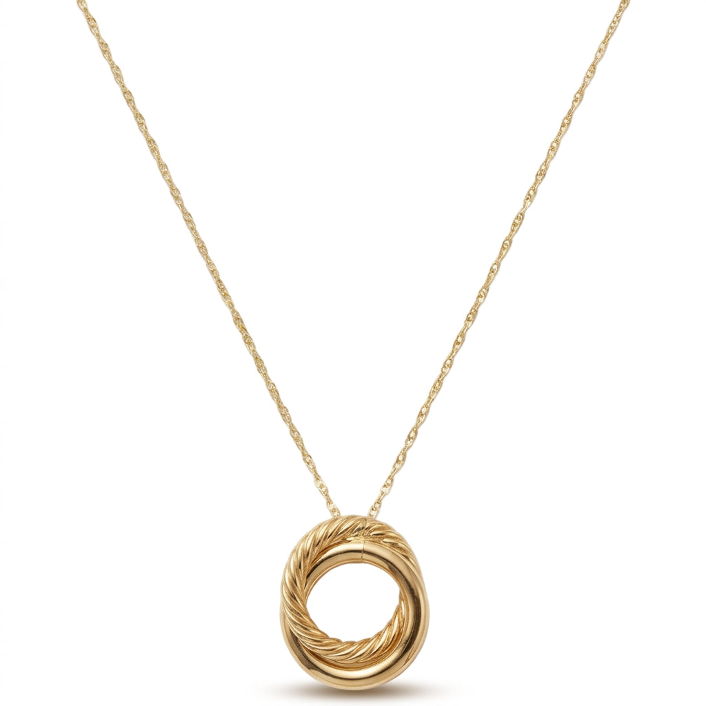 Ogden Of Harrogate Jewellery A Double Fix Hoop Pendant in 9ct Yellow Gold, 18 inch