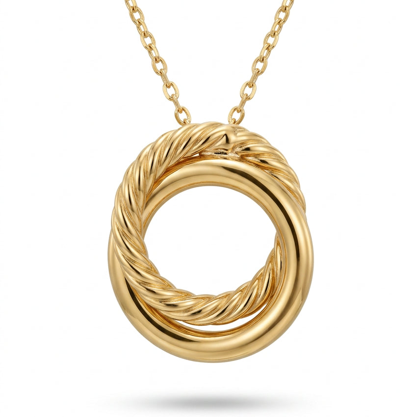 Ogden Of Harrogate Jewellery A Double Fix Hoop Pendant in 9ct Yellow Gold, 18 inch