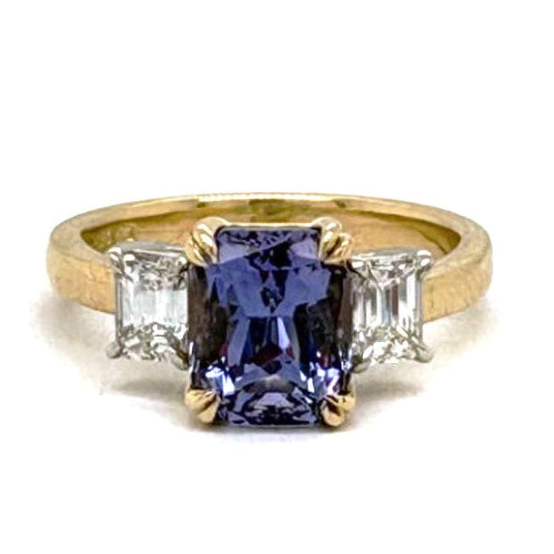 Ogden Of Harrogate Jewellery A Lavender Sapphire and Diamond Three-Stone Ring,