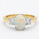 Ogden Of Harrogate Jewellery A Opal and Diamond Three Stone Dress Ring in 18ct Yellow Gold