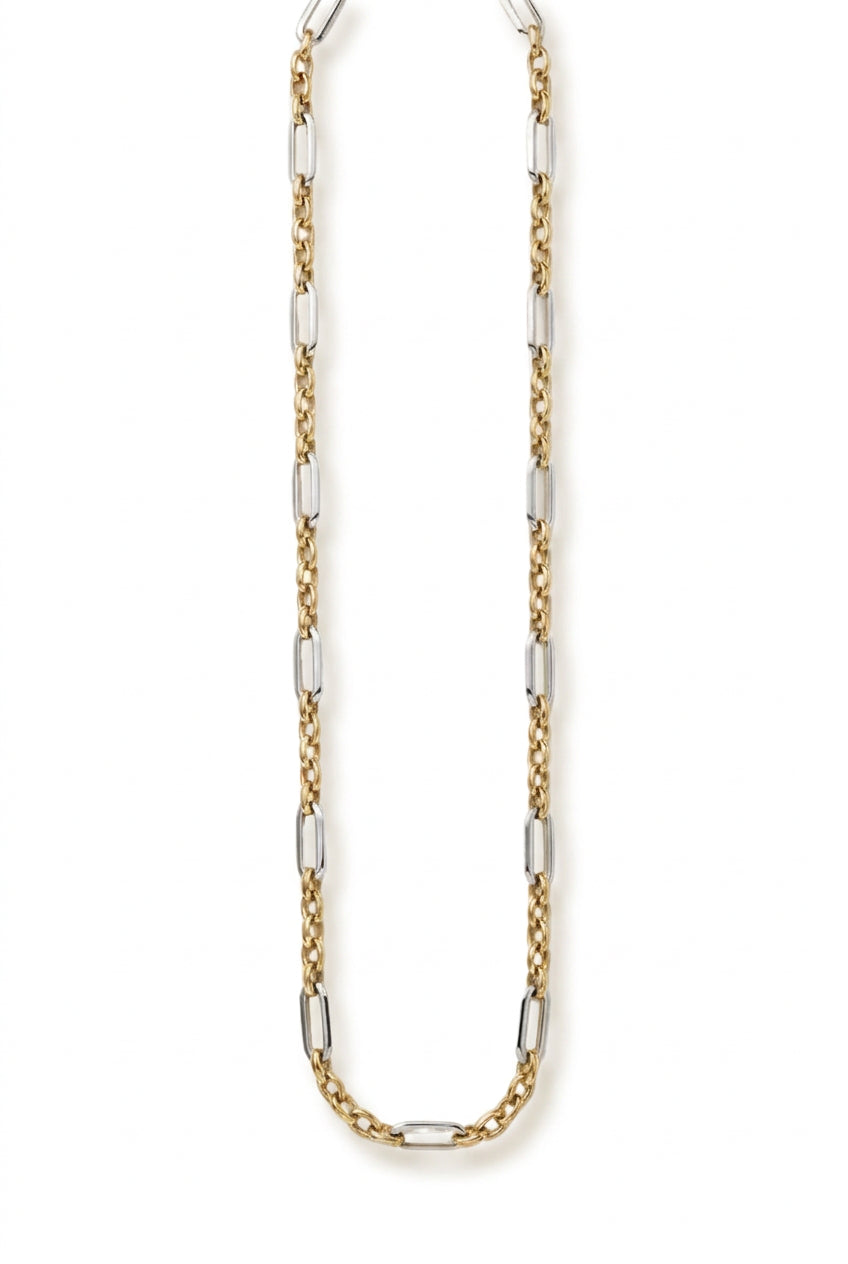 Ogden Of Harrogate Jewellery A Oval and Circular Link Necklace in 9ct Yellow and White Gold