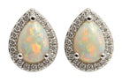 Ogden Of Harrogate Jewellery A Pair of Opal and Diamond Pear Shaped Earrings in 18ct White Gold