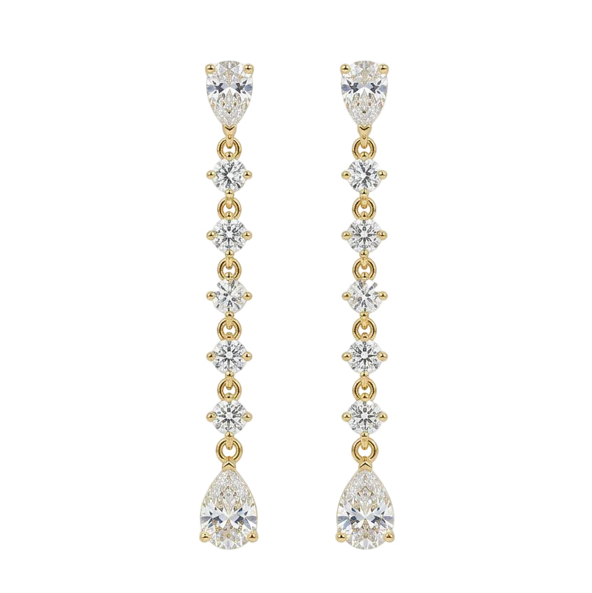 Ogden Of Harrogate Jewellery A Pair of Pear Shaped Diamond Drop Earrings in 18ct Yellow Gold