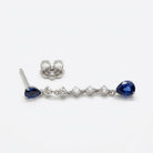 Ogden Of Harrogate Jewellery A Pair of Pear Shaped Sapphire and Diamond Drop Earrings  in 18ct White Gold
