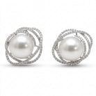 Ogden Of Harrogate Jewellery A Pair of South Sea White Pearls and Diamond Earrings in 18ct White Gold