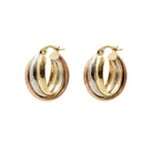 Ogden Of Harrogate Jewellery A Pair Of Three Colour Twisted Hoop Earrings in 9ct Yellow, Rose  and White Gold