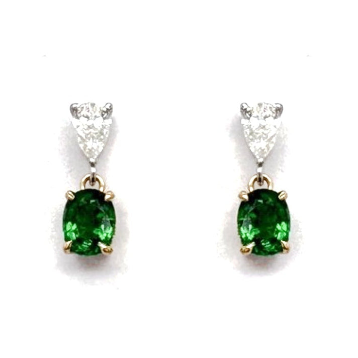 Ogden Of Harrogate Jewellery A Pair of Tsavorite Garnet and Diamond Drop Earrings,
