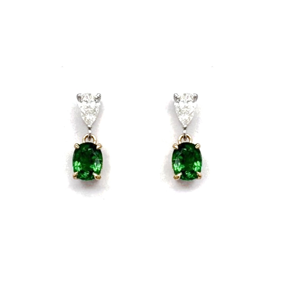 Ogden Of Harrogate Jewellery A Pair of Tsavorite Garnet and Diamond Drop Earrings,