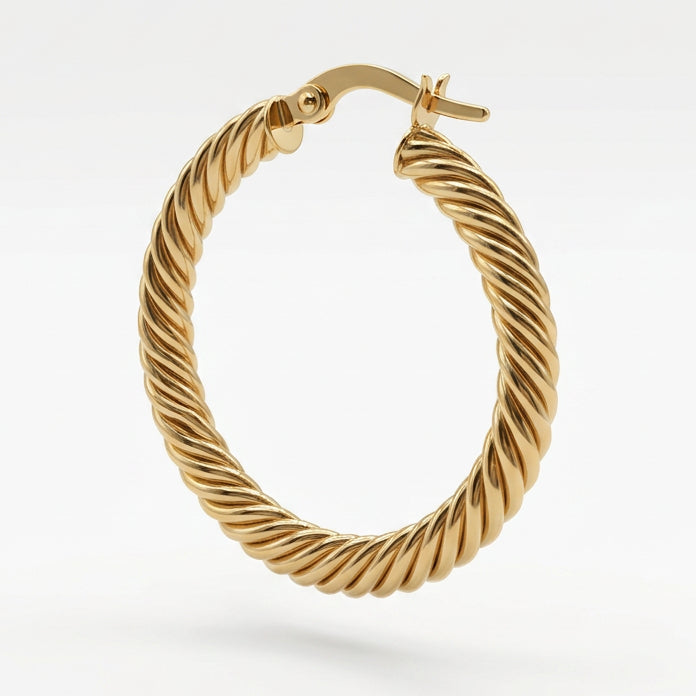 Ogden Of Harrogate Jewellery A Pair of Twisted Hoop Earrings in 9ct Yellow Gold