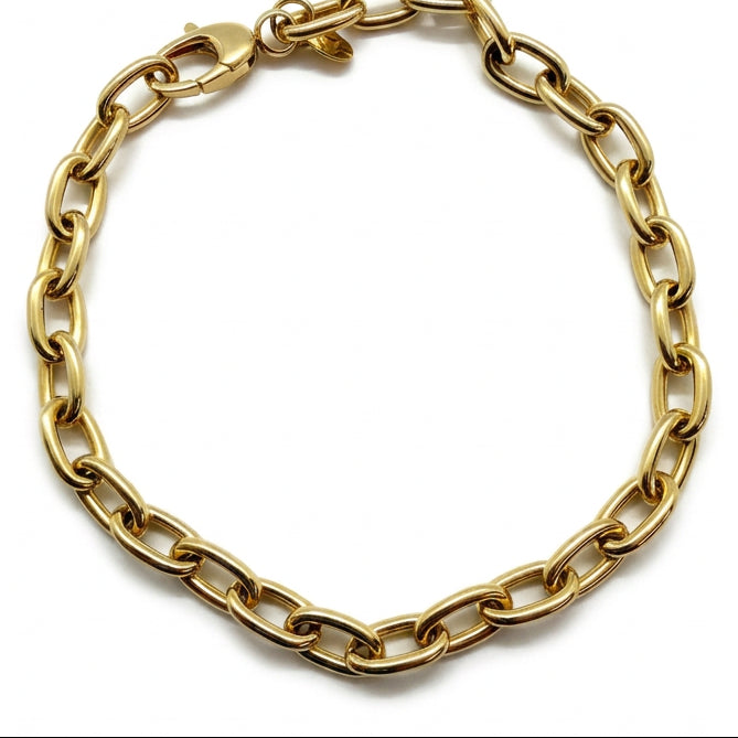Ogden Of Harrogate Jewellery A Solid Link Trace Style Bracelet in 9ct Yellow Gold