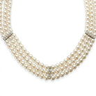Ogden Of Harrogate Jewellery A Three Row Pearl Choker Style Necklace With three Diamond Set Spacers