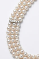 Ogden Of Harrogate Jewellery A Three Row Pearl Choker Style Necklace With three Diamond Set Spacers