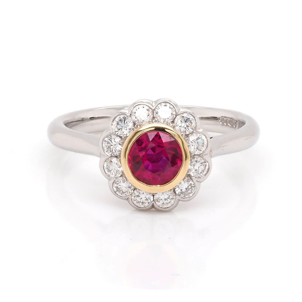 Ogden of Harrogate Jewellery An 18ct White and Yellow Gold Ruby Cluster Ring