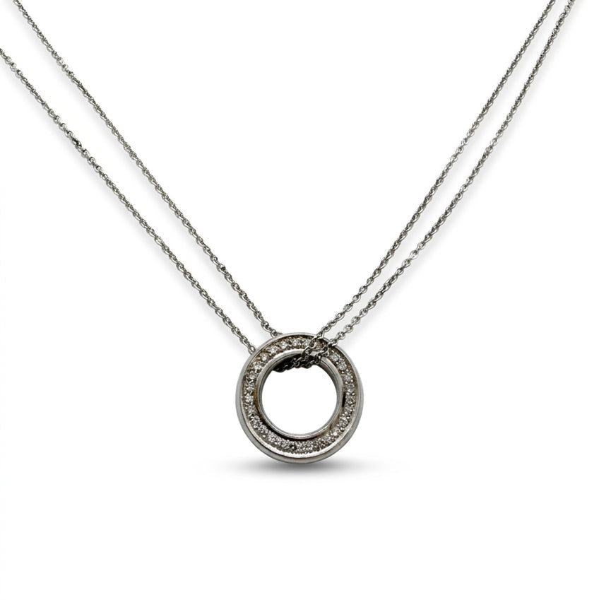Ogden Of Harrogate Jewellery An 18ct White Gold And Diamond Boodles Roulette Pendant on a Double Chain