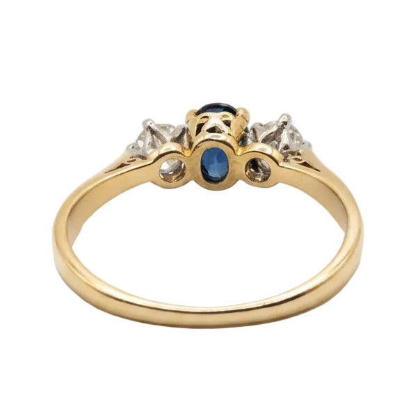 Ogden Of Harrogate Jewellery An 18ct Yellow and White Gold Oval Sapphire and Diamond Three Stone Ring