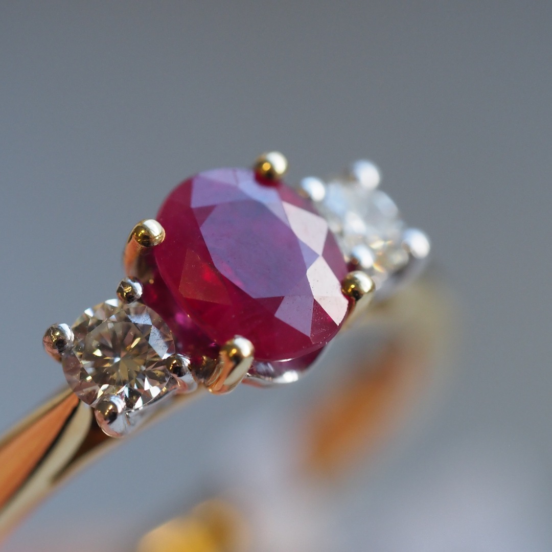 Ogden of Harrogate Jewellery An 18ct Yellow Gold Ruby and Diamond Ring