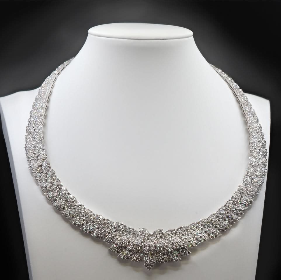 Ogden of Harrogate Jewellery Antique 9ct Yellow Gold & Silver Diamond Riviera Necklace – Circa 1880
