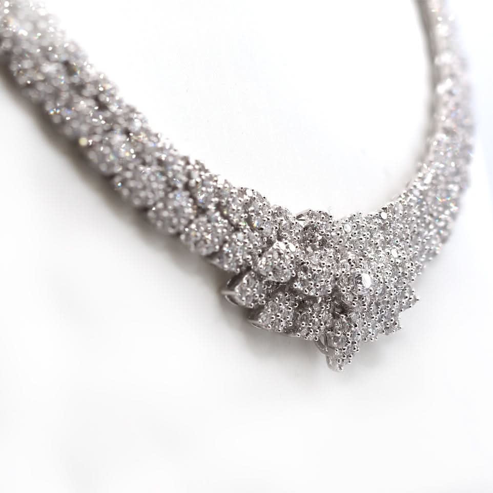 Ogden of Harrogate Jewellery Antique 9ct Yellow Gold & Silver Diamond Riviera Necklace – Circa 1880