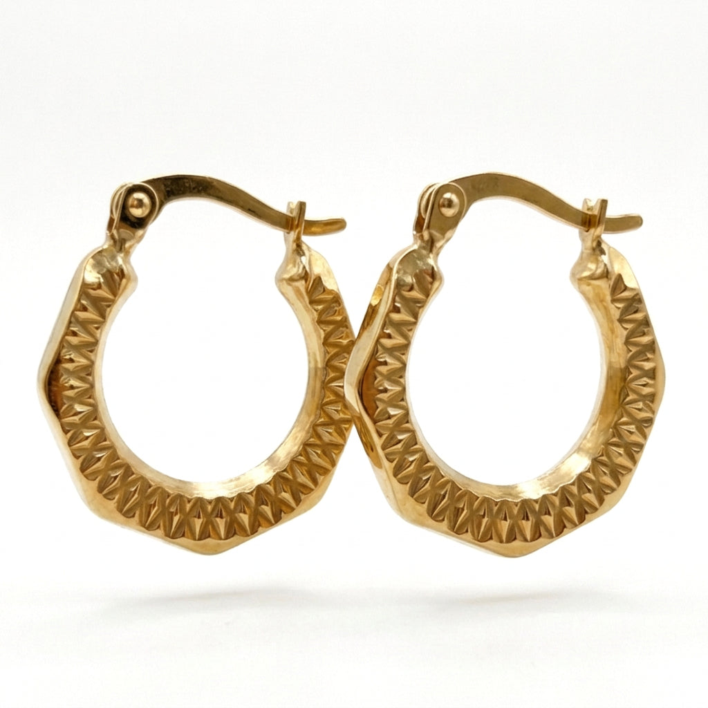 Ogden Of Harrogate Jewellery Antique Style Croeole Hoop Earrings in 9ct Yellow Gold