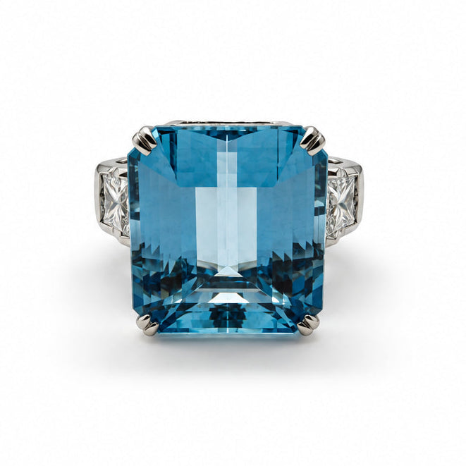 Ogden Of Harrogate Jewellery Aquamarine and Diamond Fancy Ring