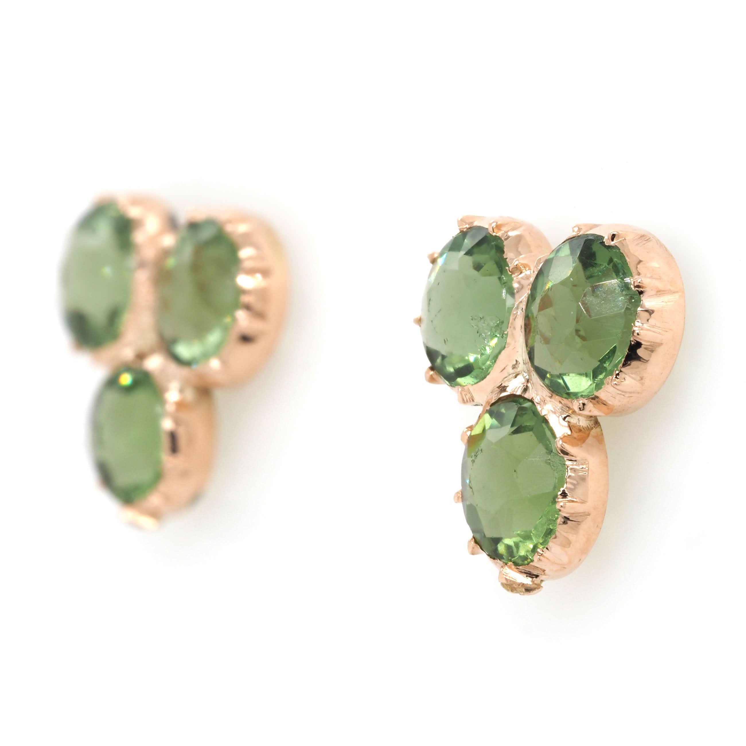 Ogden of Harrogate Jewellery Art Deco 9ct Yellow Gold Peridot Triplet Earrings, c.1930