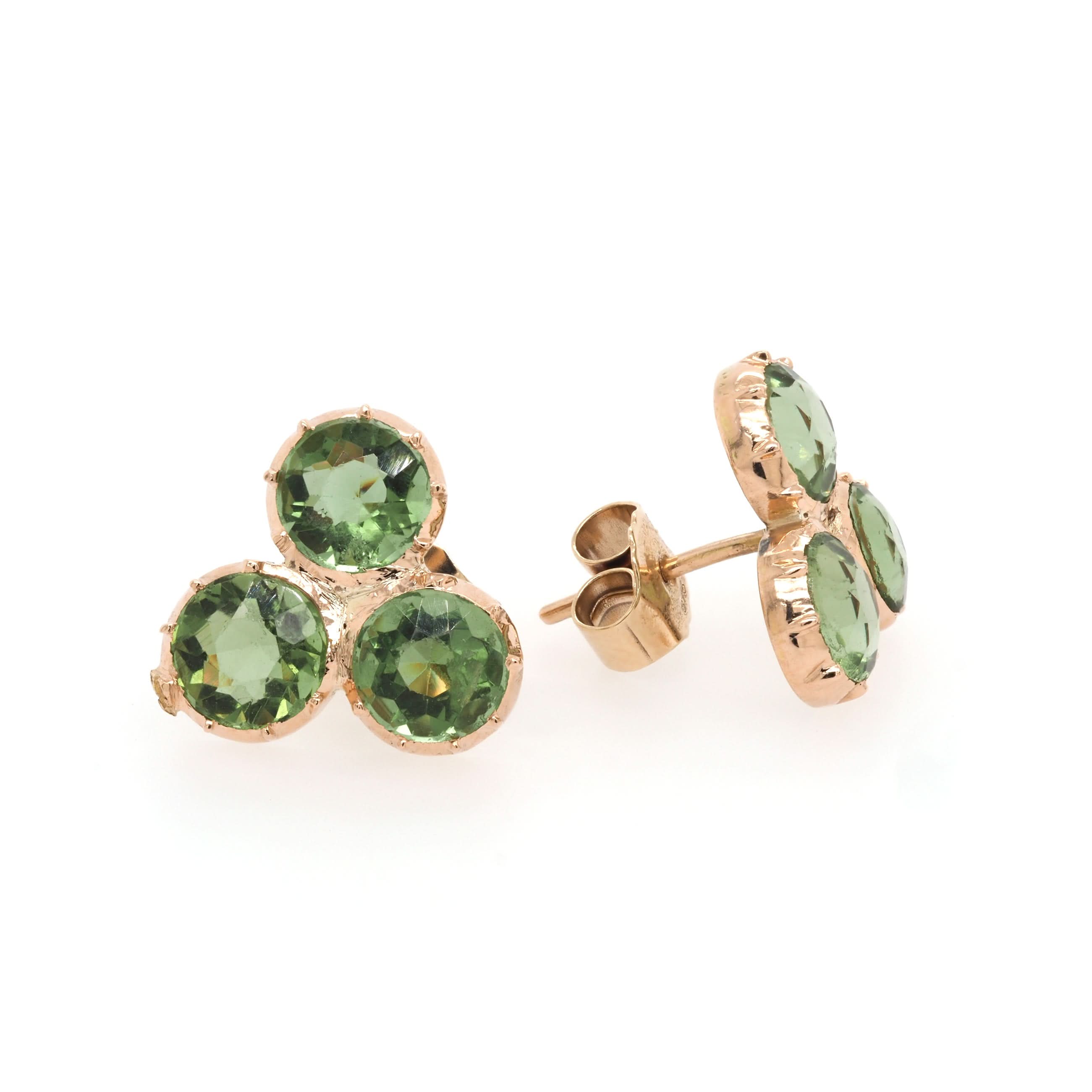 Ogden of Harrogate Jewellery Art Deco 9ct Yellow Gold Peridot Triplet Earrings, c.1930
