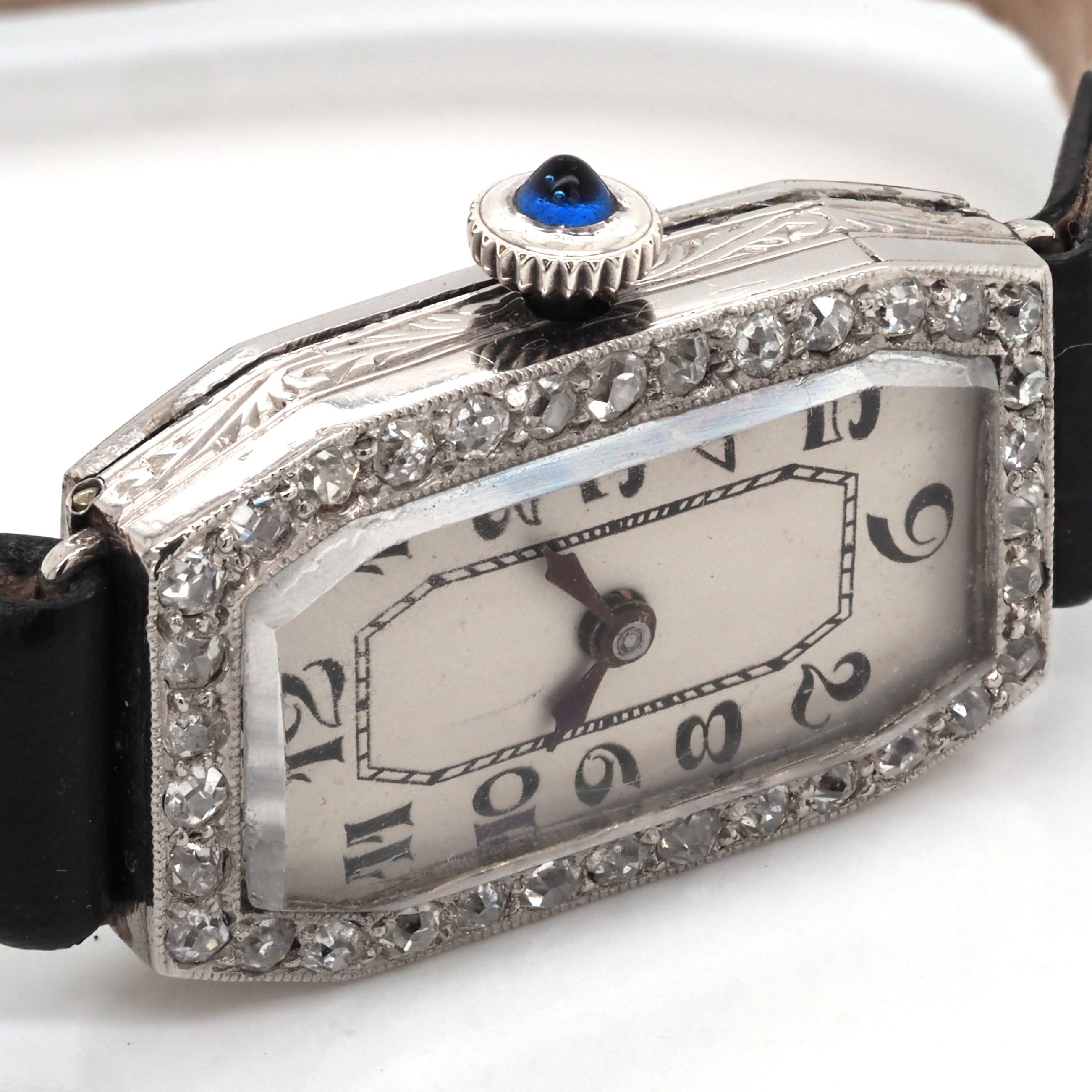 Ogden of Harrogate Jewellery Art Deco Diamond-Set Platinum Cocktail Watch