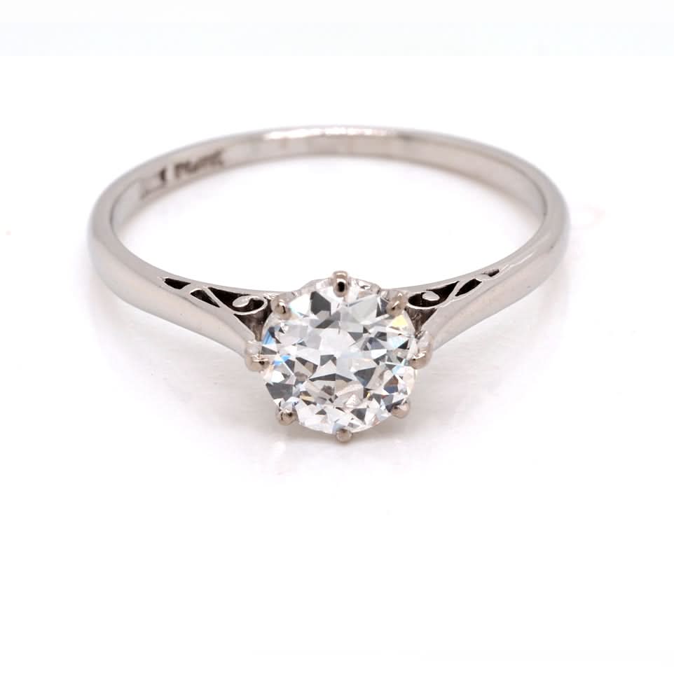 Ogden of Harrogate Jewellery Art Deco Platinum Diamond Solitaire Ring