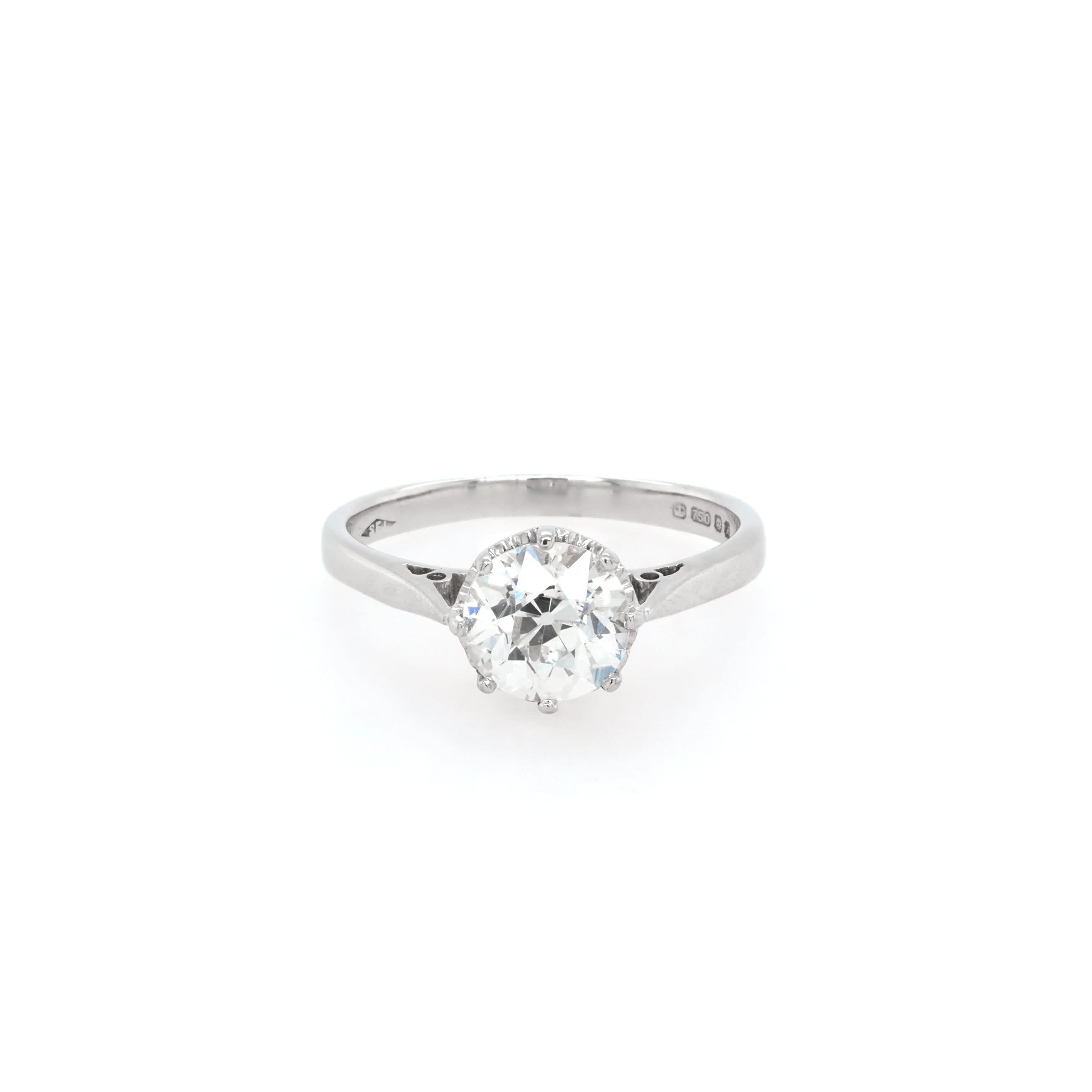Ogden of Harrogate Jewellery Art Deco Platinum Old-Cut Diamond Solitaire Ring, c.1930