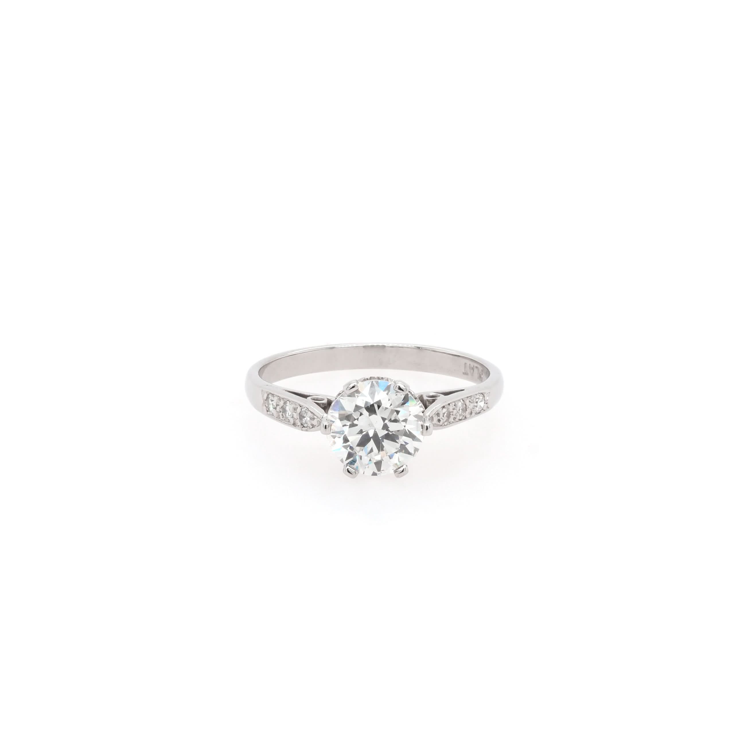 Ogden of Harrogate Jewellery Art Deco Platinum Single Stone Diamond Solitaire Ring