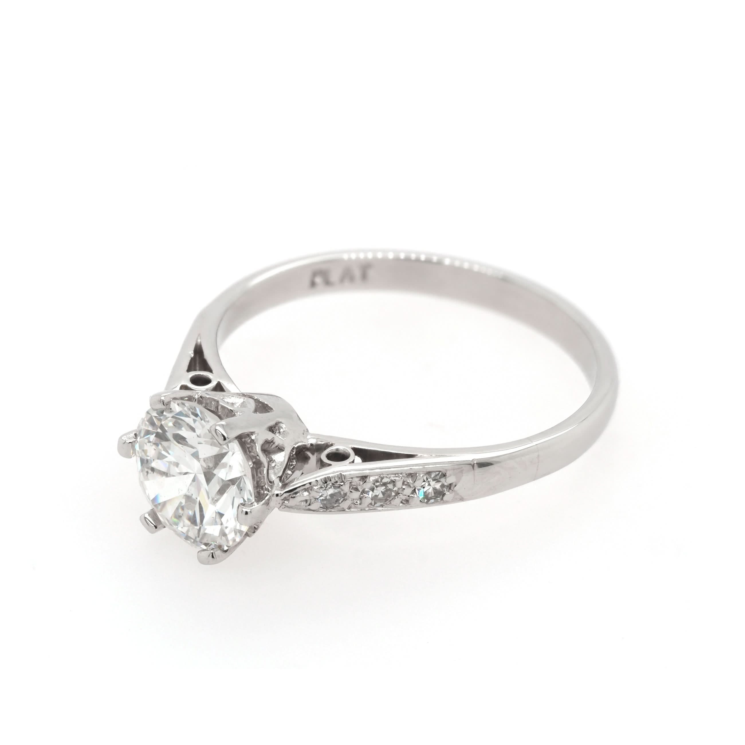 Ogden of Harrogate Jewellery Art Deco Platinum Single Stone Diamond Solitaire Ring