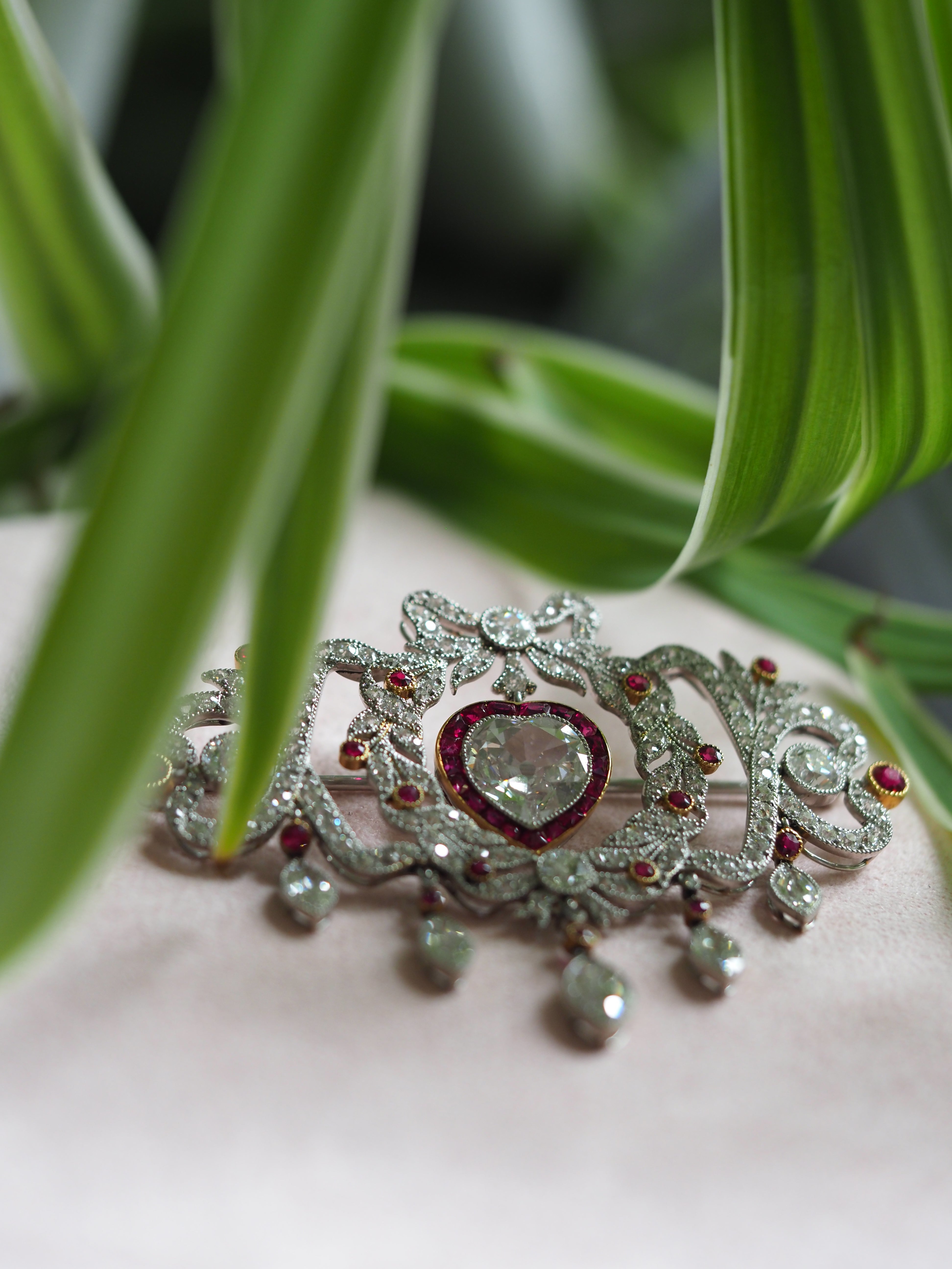Ogden Of Harrogate Jewellery Belle Époque Diamond & Ruby Edwardian Brooch *POA*