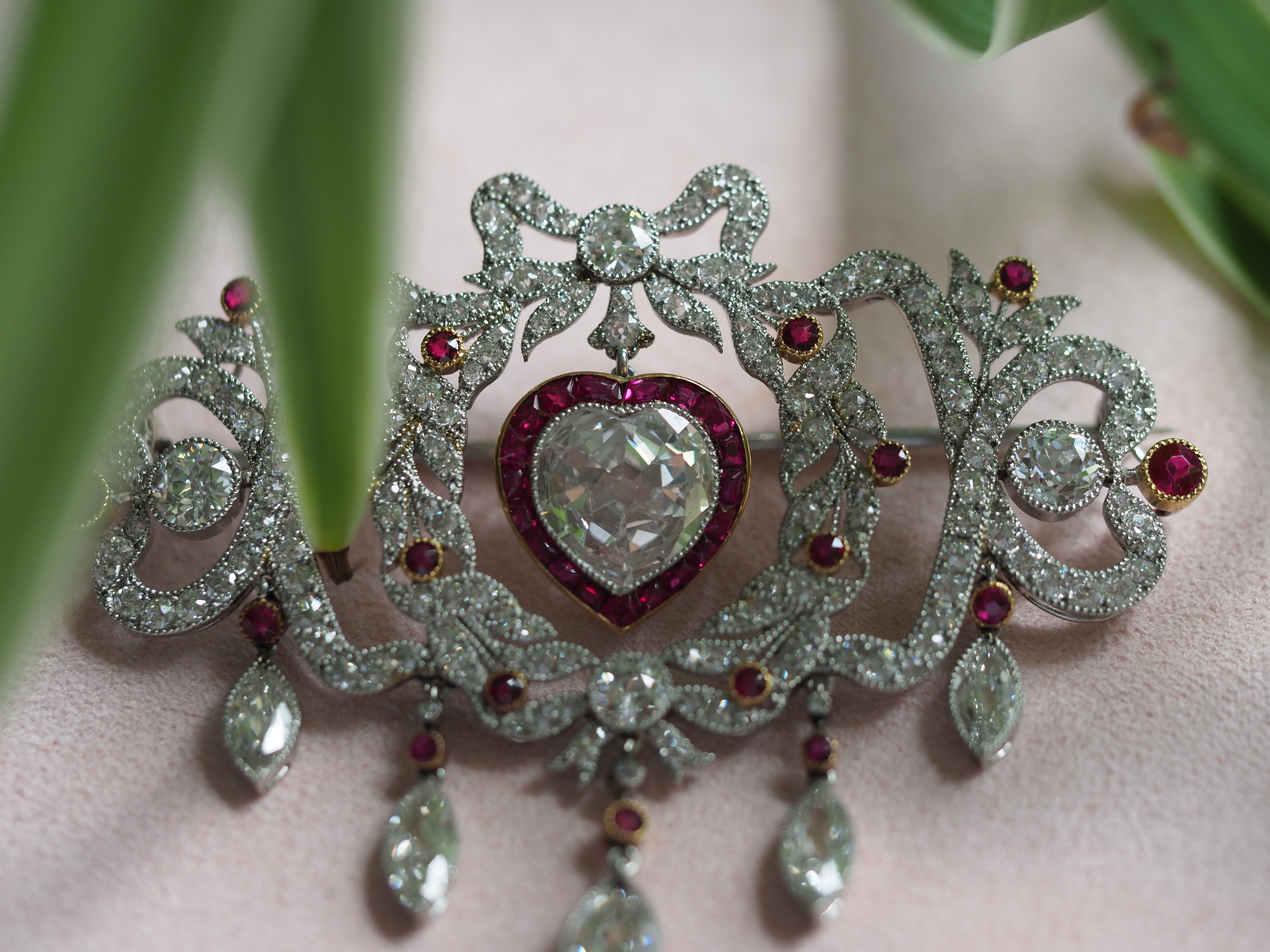 Ogden Of Harrogate Jewellery Belle Époque Diamond & Ruby Edwardian Brooch *POA*