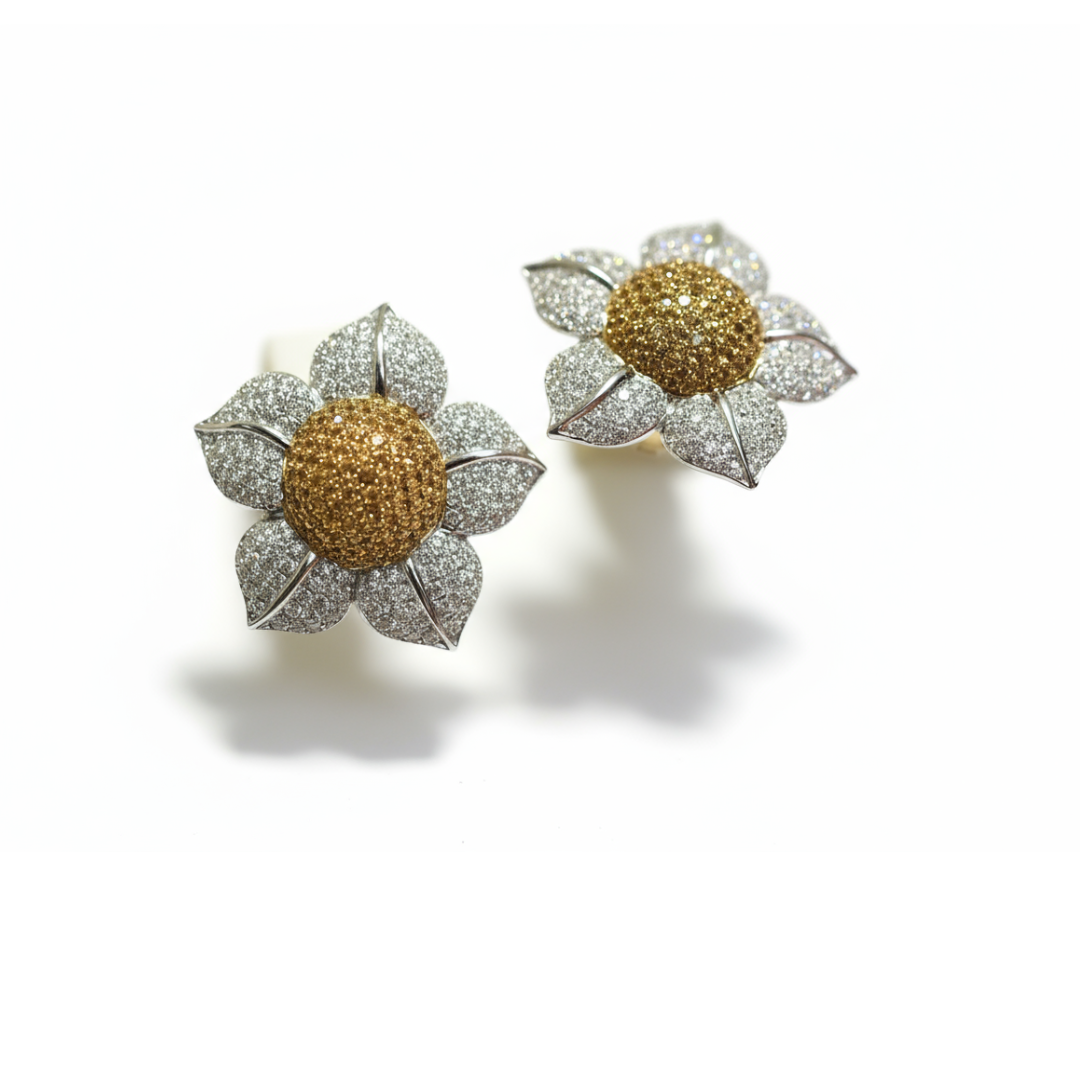 Ogden of Harrogate Jewellery Daisy Earrings Studded with 3ct of Diamonds and 1.5ct of Sappires