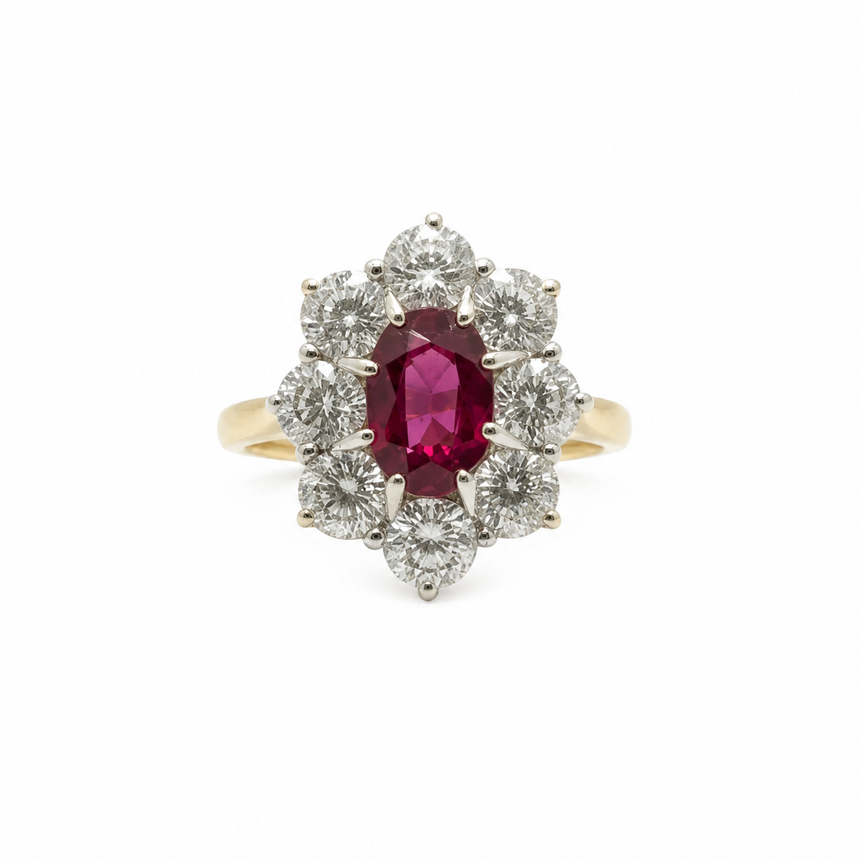Ogden of Harrogate Jewellery Diamond and Ruby Cluster Ring