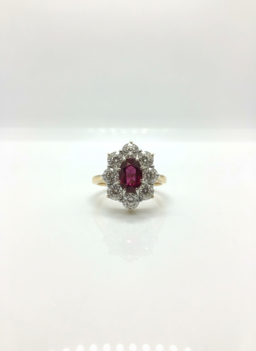 Ogden of Harrogate Jewellery Diamond and Ruby Cluster Ring *POA*