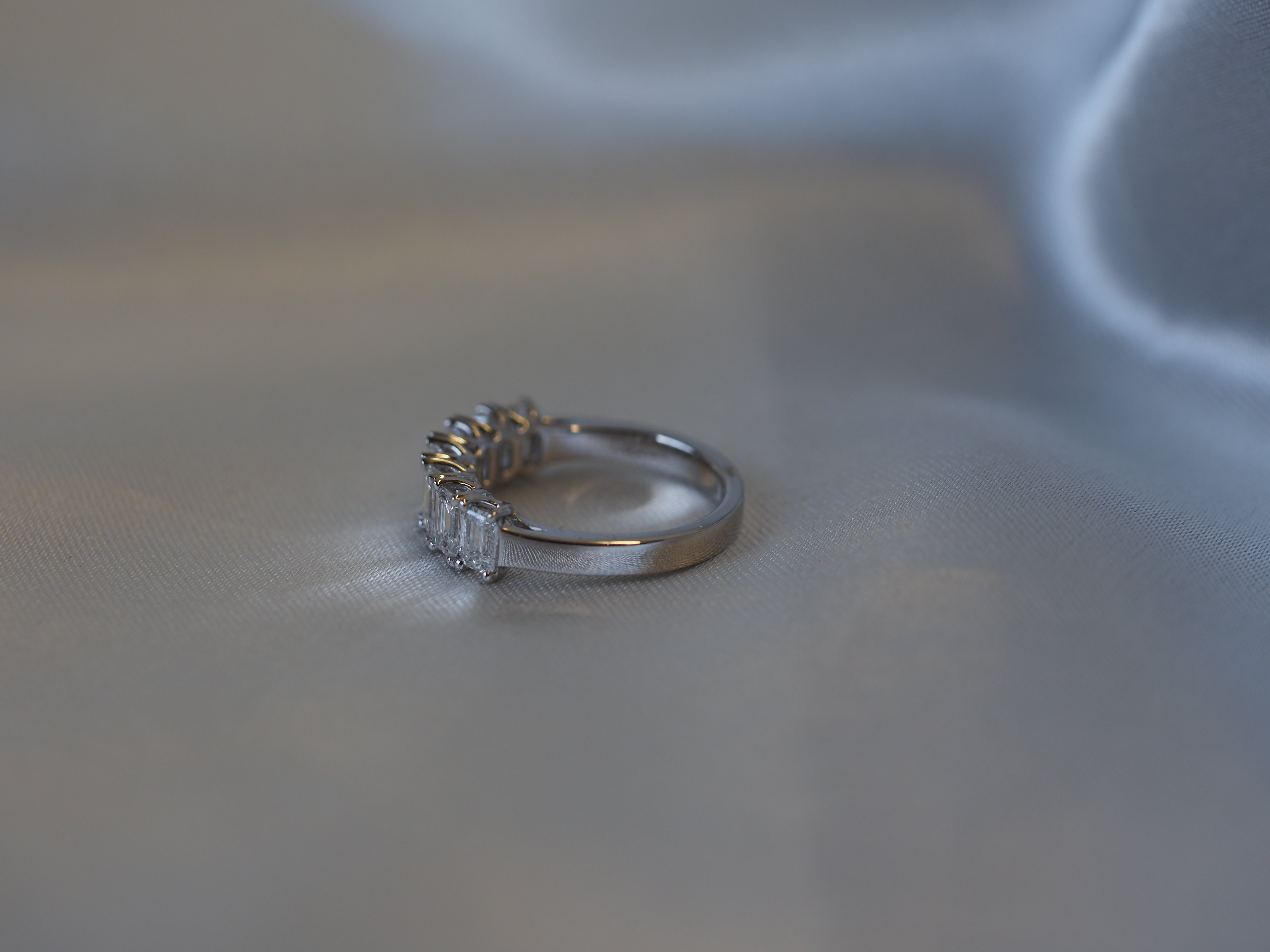 Ogden Of Harrogate Jewellery Diamond Baguette Half-Eternity Ring in Platinum