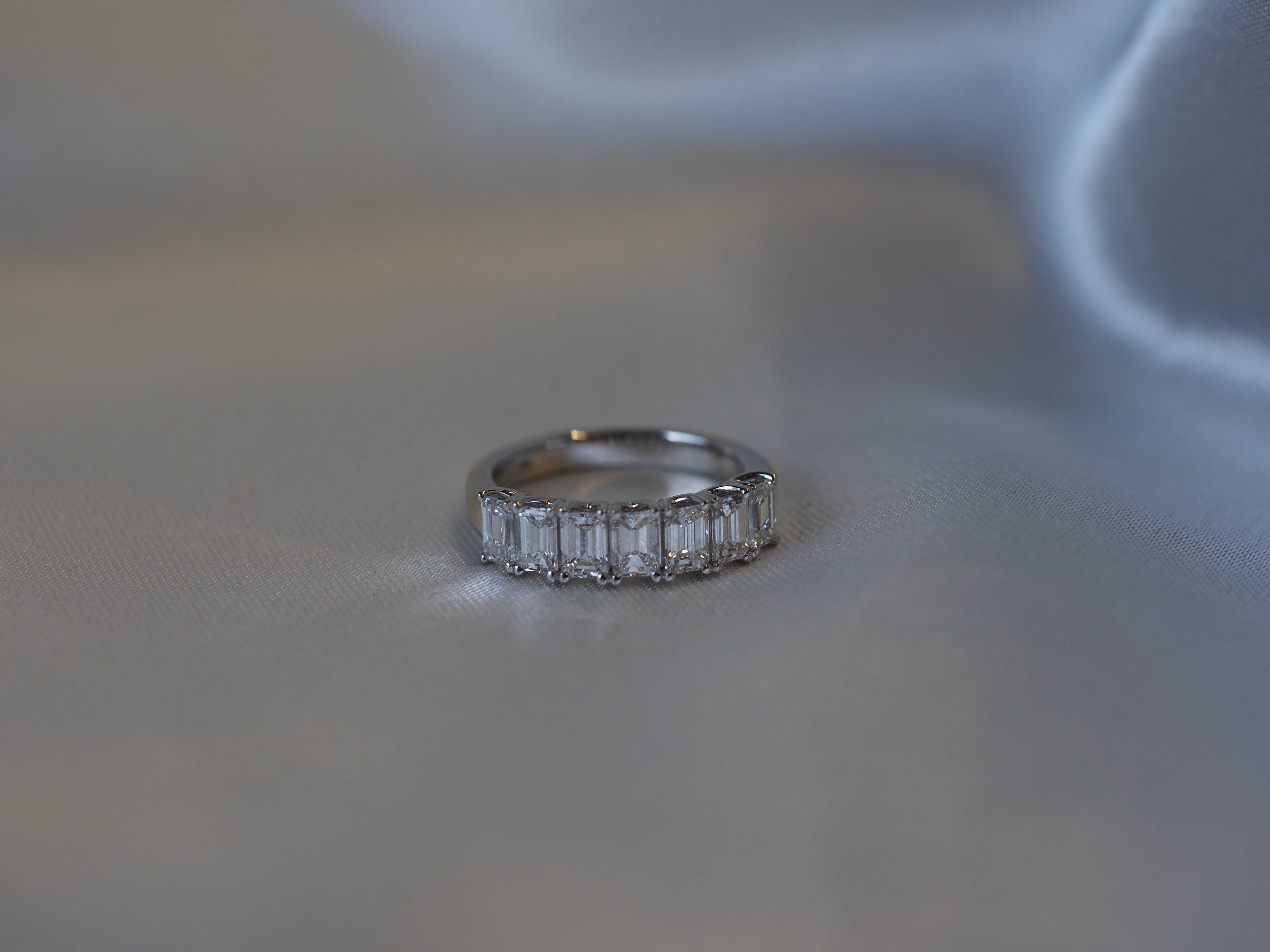 Ogden Of Harrogate Jewellery Diamond Baguette Half-Eternity Ring in Platinum