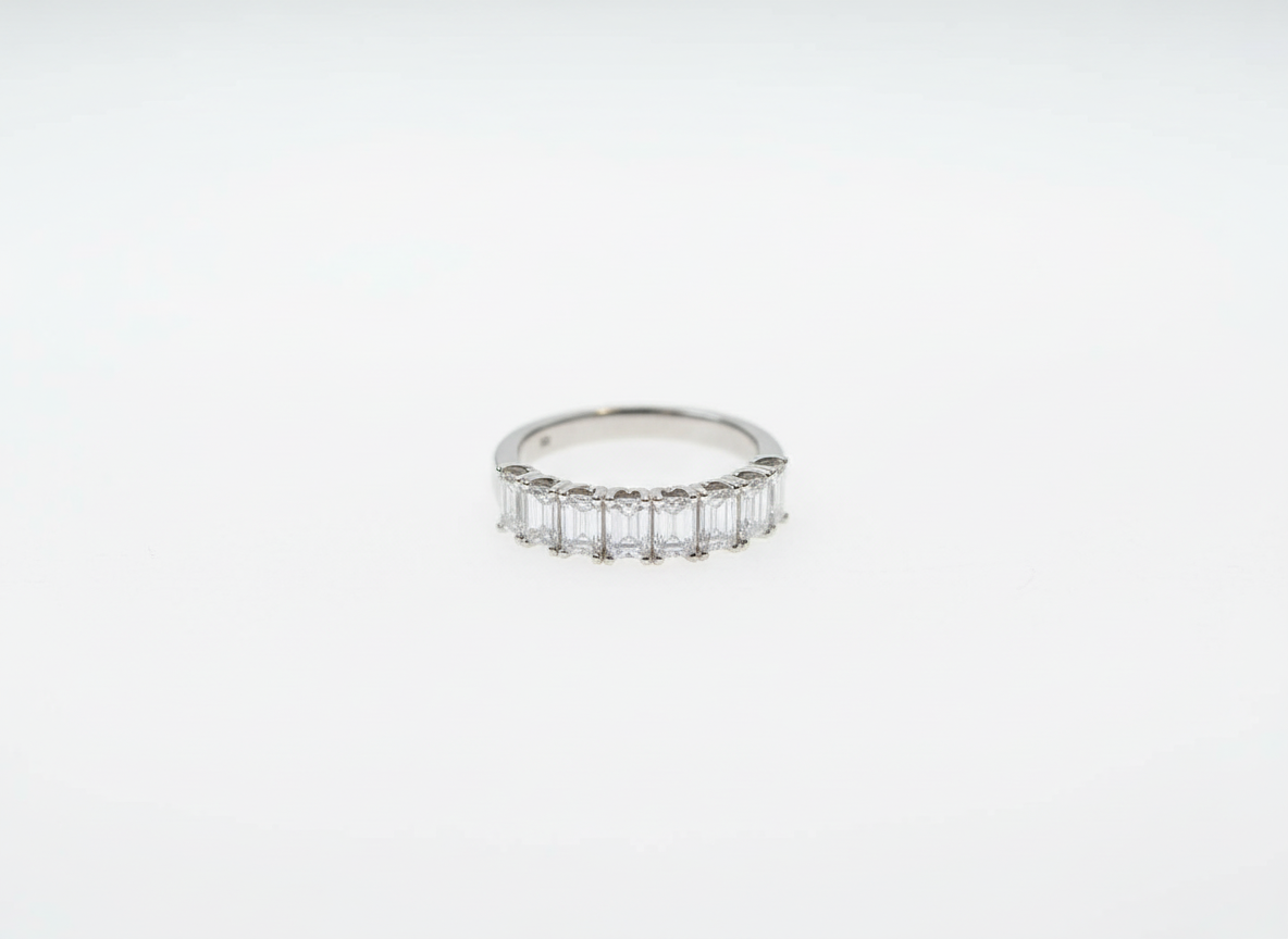 Ogden Of Harrogate Jewellery Diamond Baguette Half-Eternity Ring in Platinum
