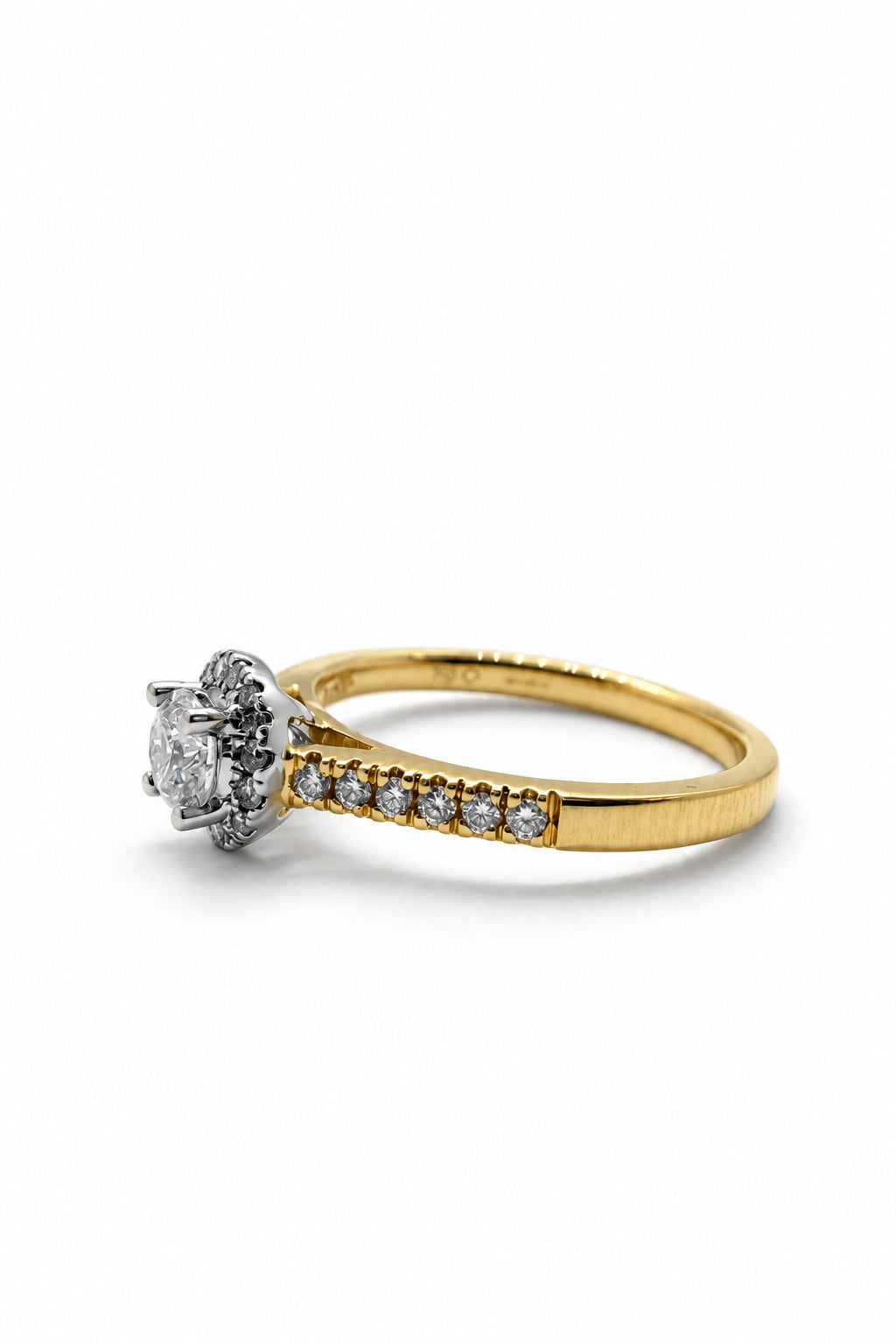 Ogden Of Harrogate Jewellery Diamond Halo Cluster Ring with Diamond Shoulders, 18CT Yellow Gold