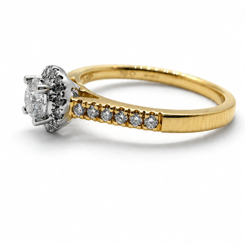Ogden Of Harrogate Jewellery Diamond Halo Cluster Ring with Diamond Shoulders, 18CT Yellow Gold